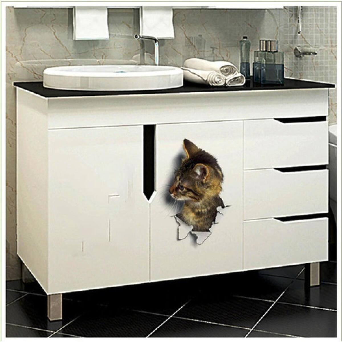 Gatinho 3d Adesivo Pvc 23x16cm Decoração Parede Geladeira - Imagem 2