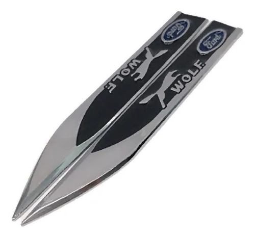 Emblema Ford Wolf Adesivo Metal Fc Lateral Ranger Ka Eco 2un - Imagem 1