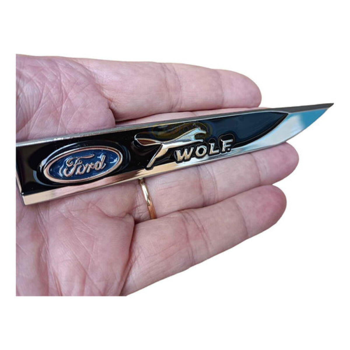 Emblema Ford Wolf Adesivo Metal Fc Lateral Ranger Ka Eco 2un - Imagem 2