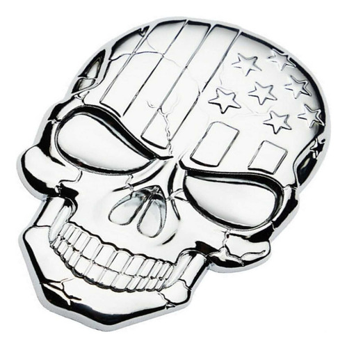 Emblema Caveira 3d Metal Soldado Harley Carro Moto Usa Prat - Imagem 1