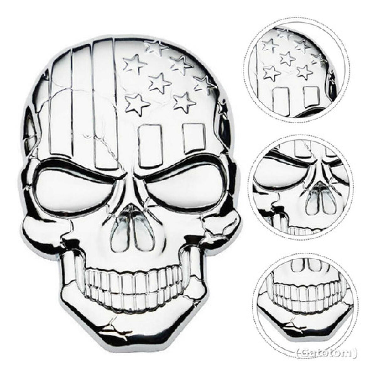 Emblema Caveira 3d Metal  Soldado Harley Carro Moto Usa Prat - Imagem 2