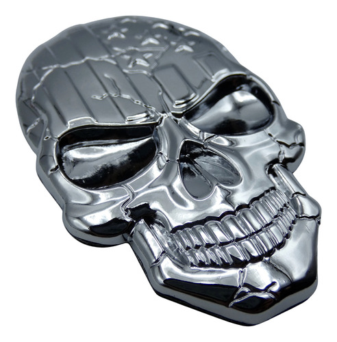 Emblema Caveira 3d Metal Soldado Harley Carro Moto Usa Cinz - Imagem 1
