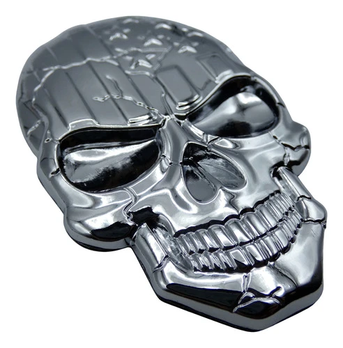 Emblema Caveira 3d Metal Soldado Harley Carro Moto Usa Cinz - Imagem 1