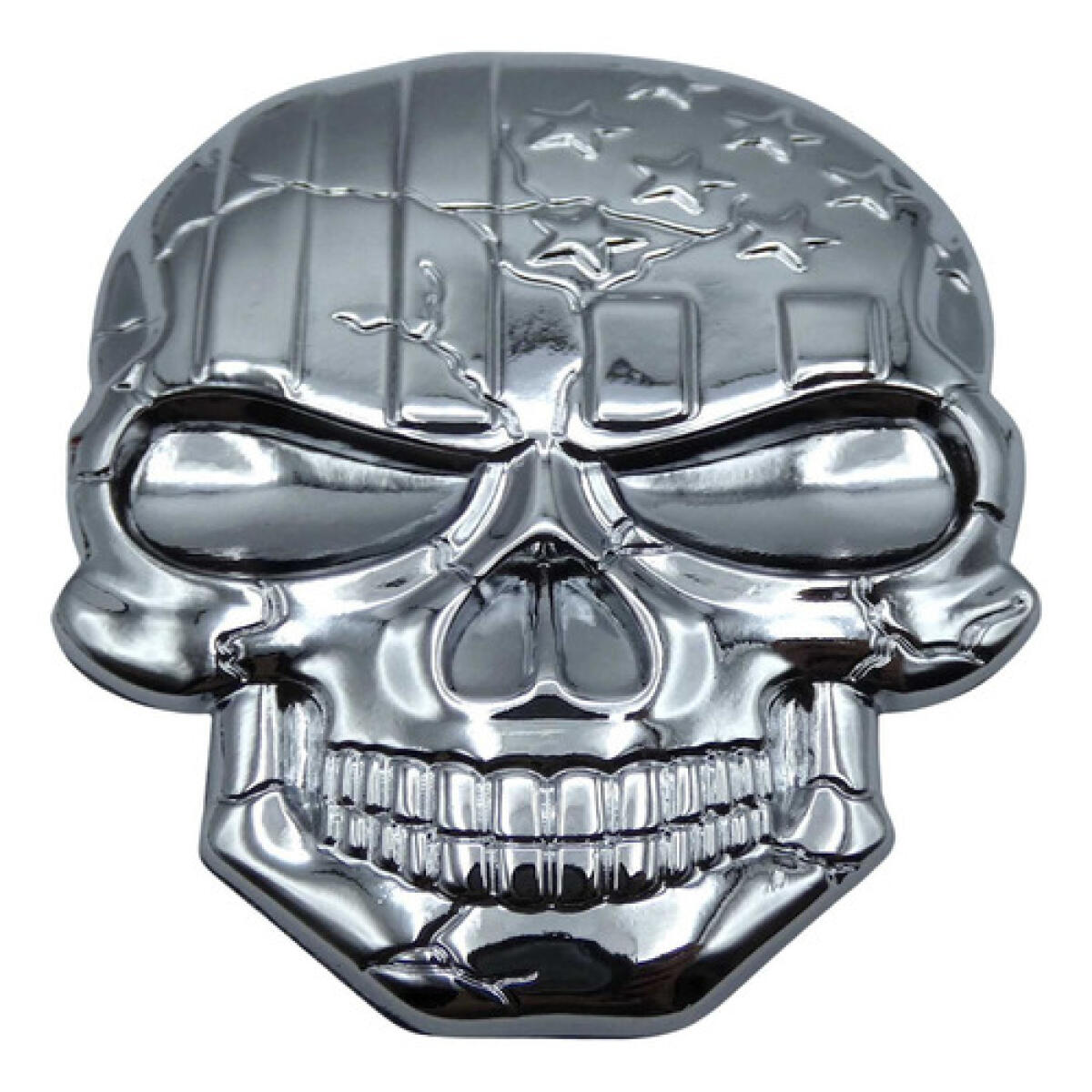 Emblema Caveira 3d Metal Soldado Harley Carro Moto Usa Cinz - Imagem 2
