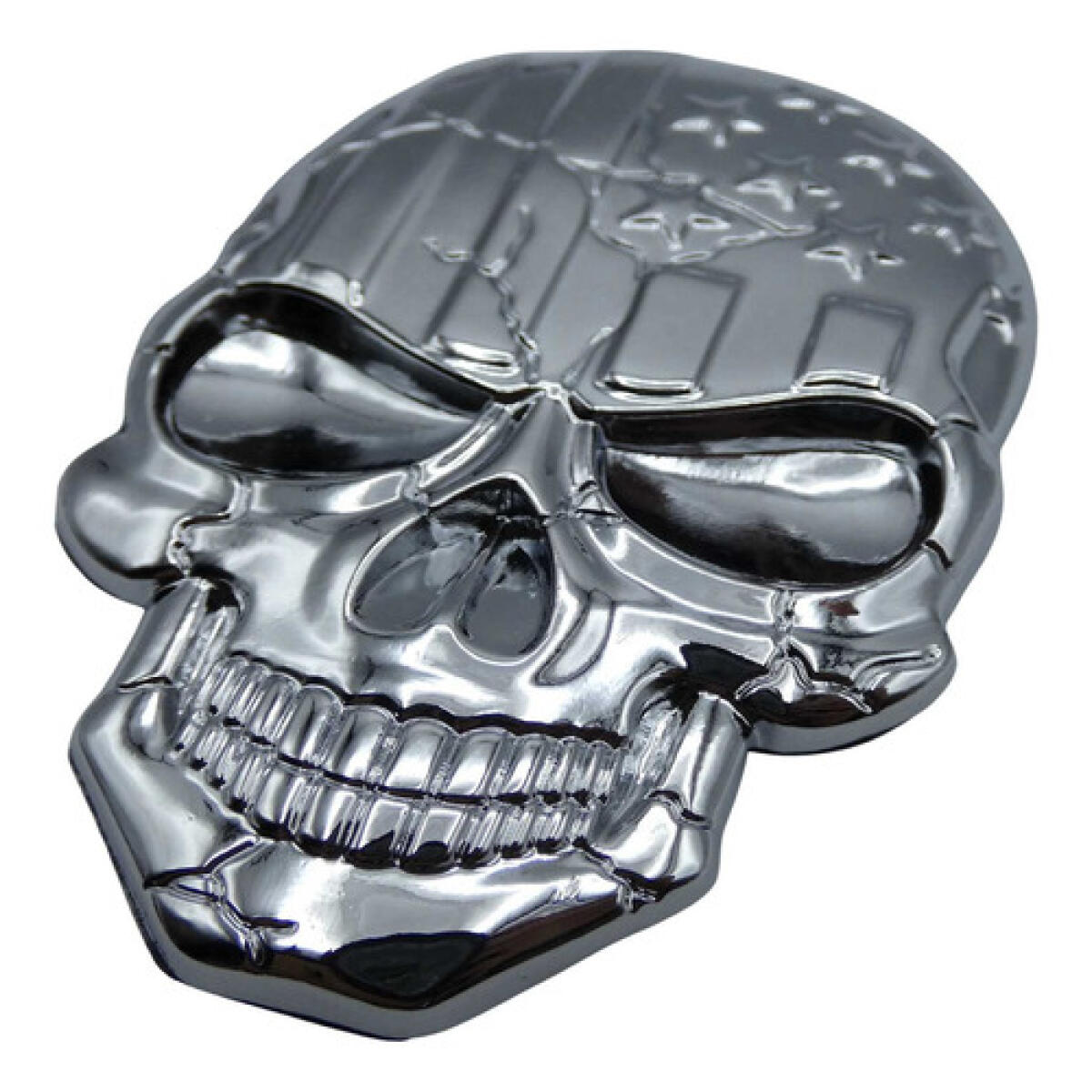 Emblema Caveira 3d Metal Soldado Harley Carro Moto Usa Cinz - Imagem 3
