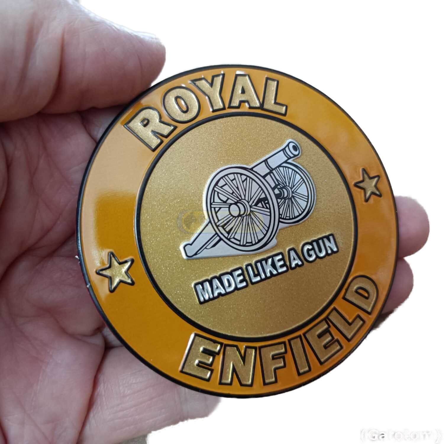 Emblema Adesivo Royal Enfield Gun Blk E Alumínio Auto Relevo - Imagem 1