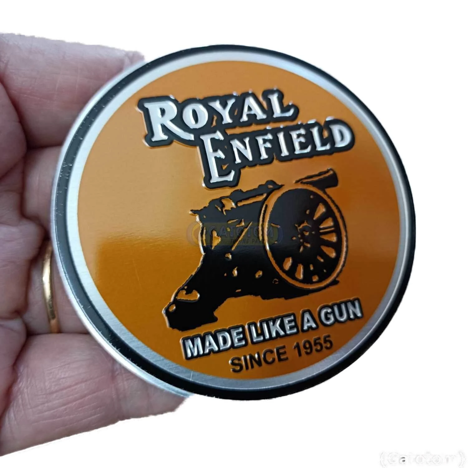 Emblema Adesivo Royal Enfield Made Like A Gun Ca Auto Relevo - Imagem 1