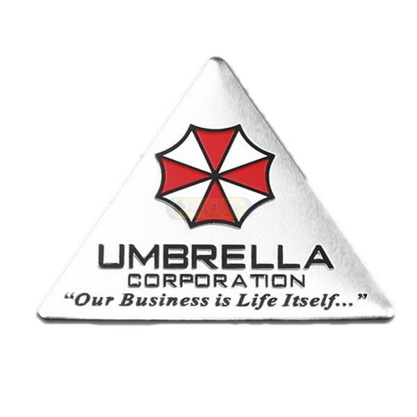 Emblema Umbrella Corp Triangulo Prata Adesivo Resident Evil