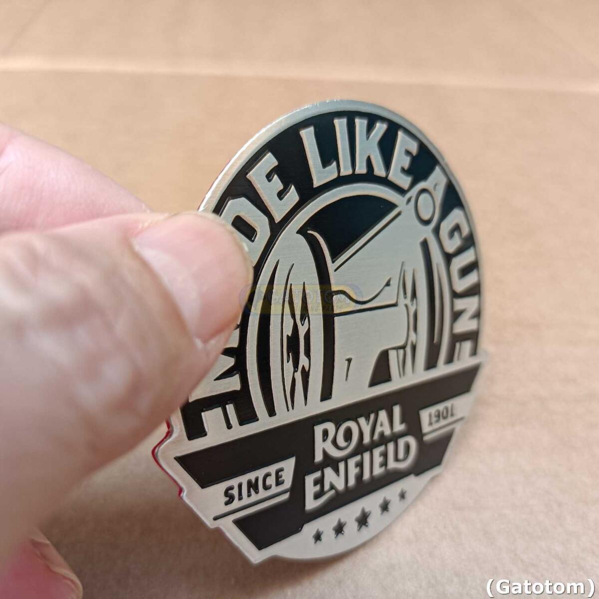 Emblema Adesivo Royal Enfield Gun Blk E Alumínio Auto Relevo - Imagem 4