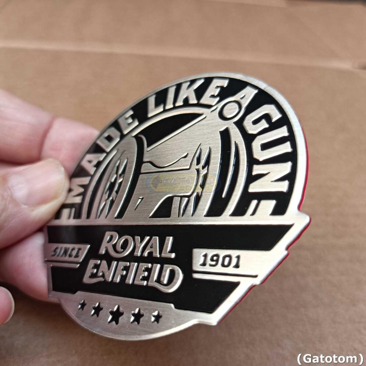 Emblema Adesivo Royal Enfield Gun Blk E Alumínio Auto Relevo - Imagem 3