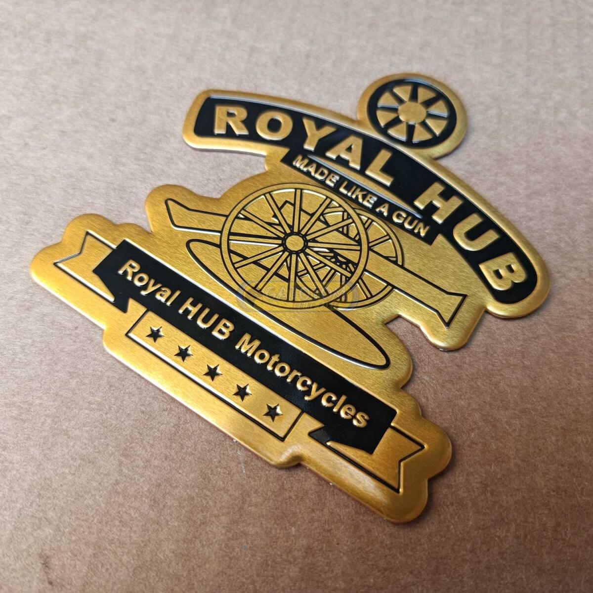 Emblema Adesivo Royal Enfield Logo Royal Like Gun Yel Relevo - Imagem 2