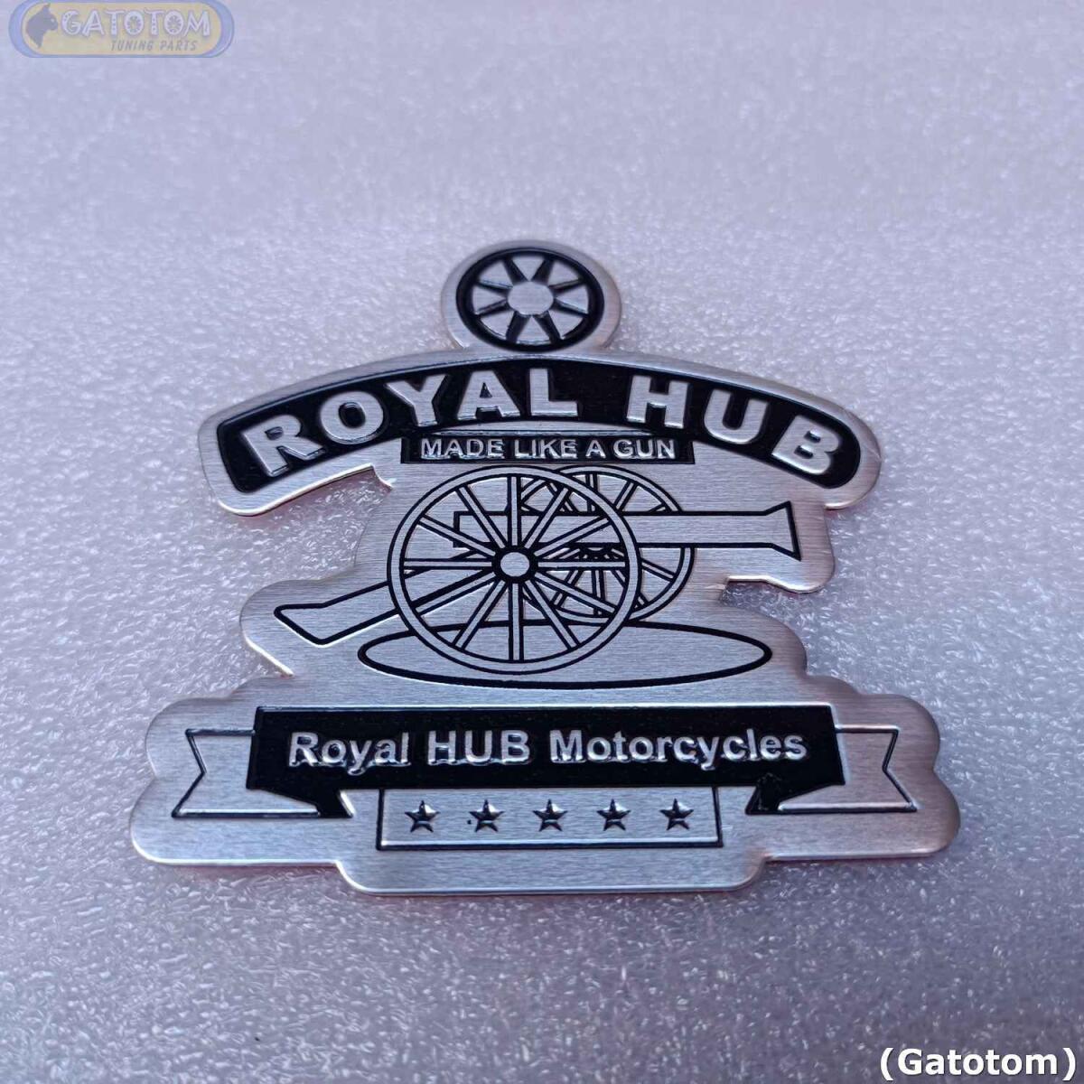 Emblema Adesivo Royal Enfield Logo Royal Like Hub Prata Metal - Imagem 2