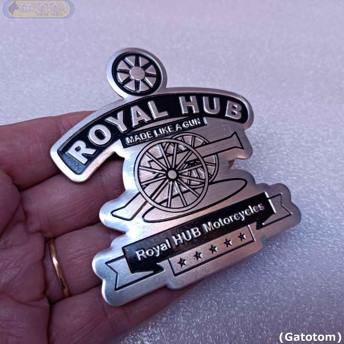 Emblema Adesivo Royal Enfield Logo Royal Like Hub Prata Metal - Imagem 3