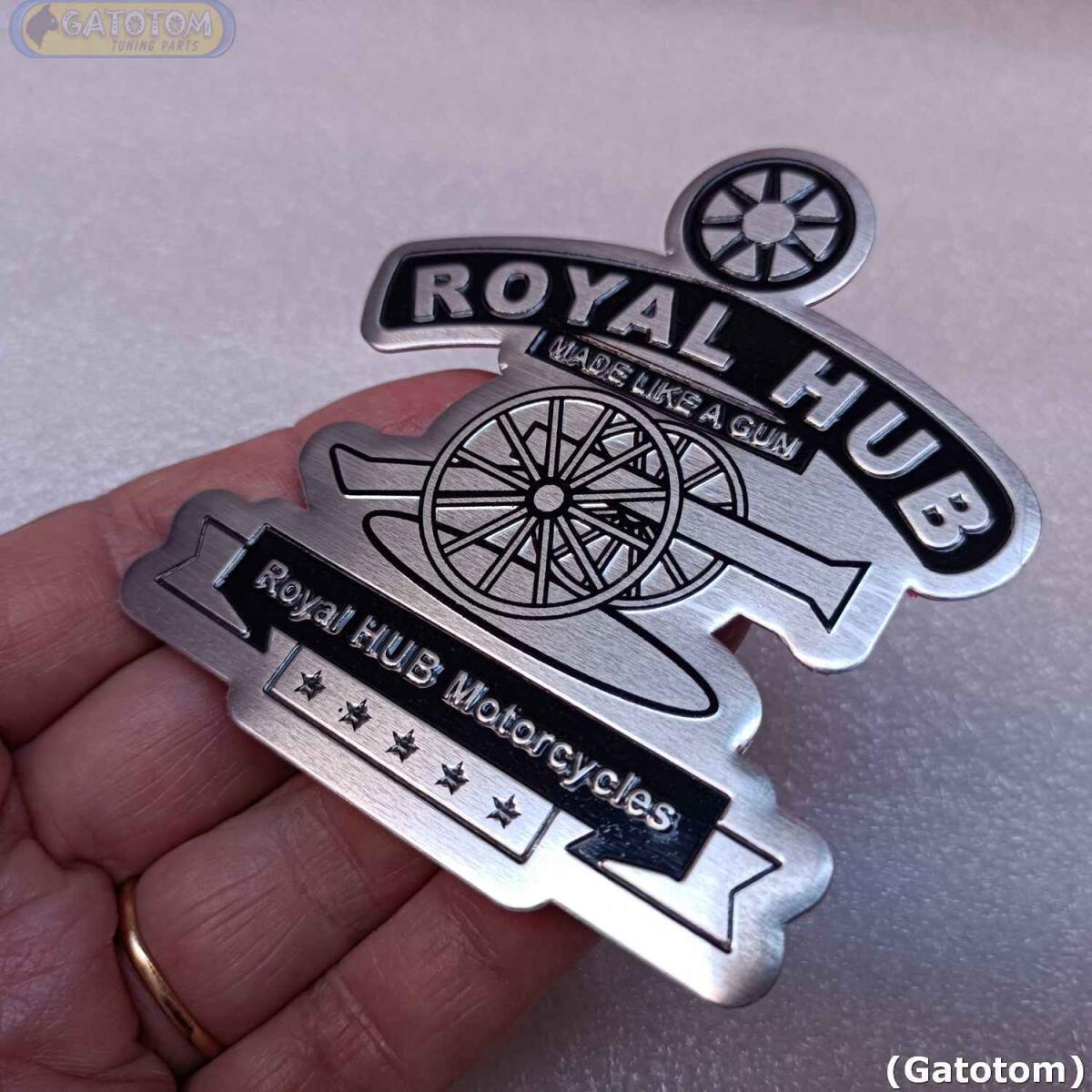 Emblema Adesivo Royal Enfield Logo Royal Like Hub Prata Metal - Imagem 4