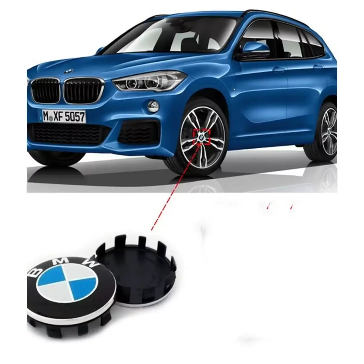 Kit 4 Calotinhas 56mm Centro de Roda p/ BMW X1 (F48) 2018 2019 2020 2021 - Imagem 2