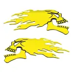 2 Adesivos Emblema Amarelo Caveiras Chamas Moto Car Fantasma