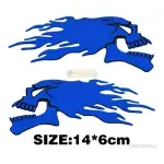 2 Adesivos Emblema Azul Caveiras Chamas Moto Carro Fantasma