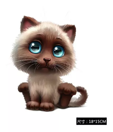 Adesivo 3d Gatinho Olhos Azuis P/ Carros Motos Pcs Note Casa