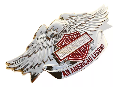Emblema Harley Metal Adesivo Aguia Prata Motor H. Davidson