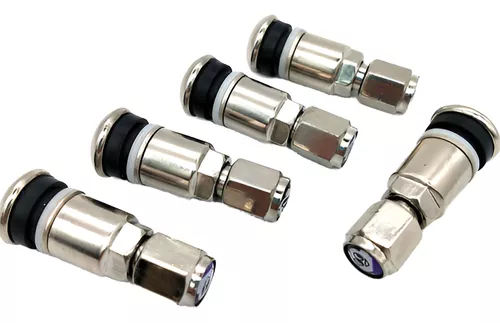 Kit 4 Válvulas Para Roda Esportiva Em Aço Bico Pneu Cromado