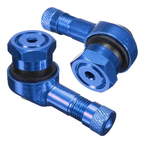 2 Valvulas Bico Pneu Moto 90graus Cg Nxr Fazer Factor L Azul