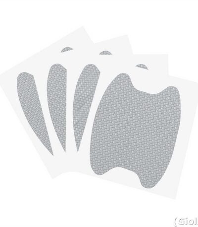 Adesivo Protetor Maçaneta Porta Carro/4 Und Fibra De Carbono Cinza