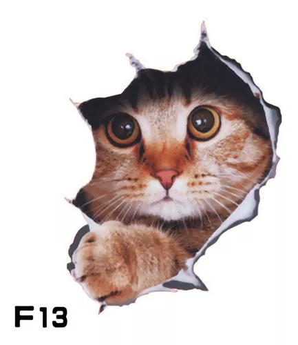 Adesivo 3d Gatinho Pardo P/carros Motos Paredes Vidros Note