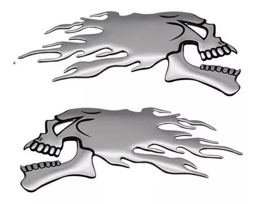 Emblema Adesivo Harley Caveira Resinado Motos Car Kit 2 Un.