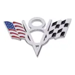 Emblema Adesivo V8 Bandeira Americana E Quadriculada Usa Eua