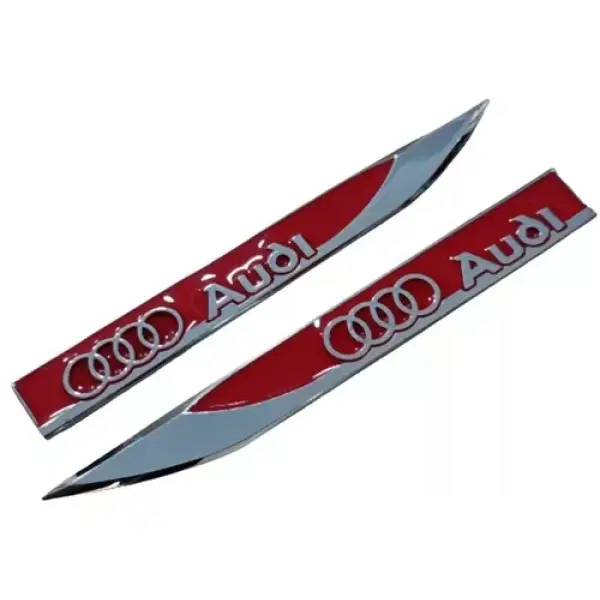 Emblema Audi Lateral Metal A3 A4 A5 A6 A7 Q3 Q5 Q7 Red 2un