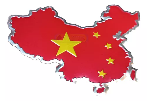 Emblema China Mapa Adesivo Em Metal Auto Relevo Reforçado 2a