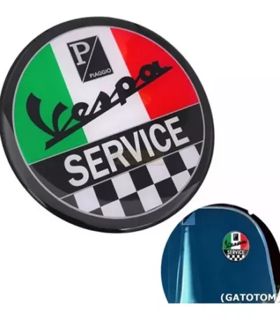 Emblema Vespa Adesivo Service 3d Itália Piaggio Gts Gtv Lx L