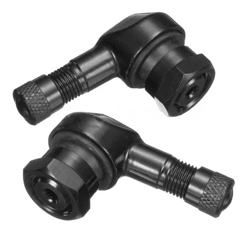 Par Valvula Bico Pneu Esportivo Moto Aluminio (90graus) Pret