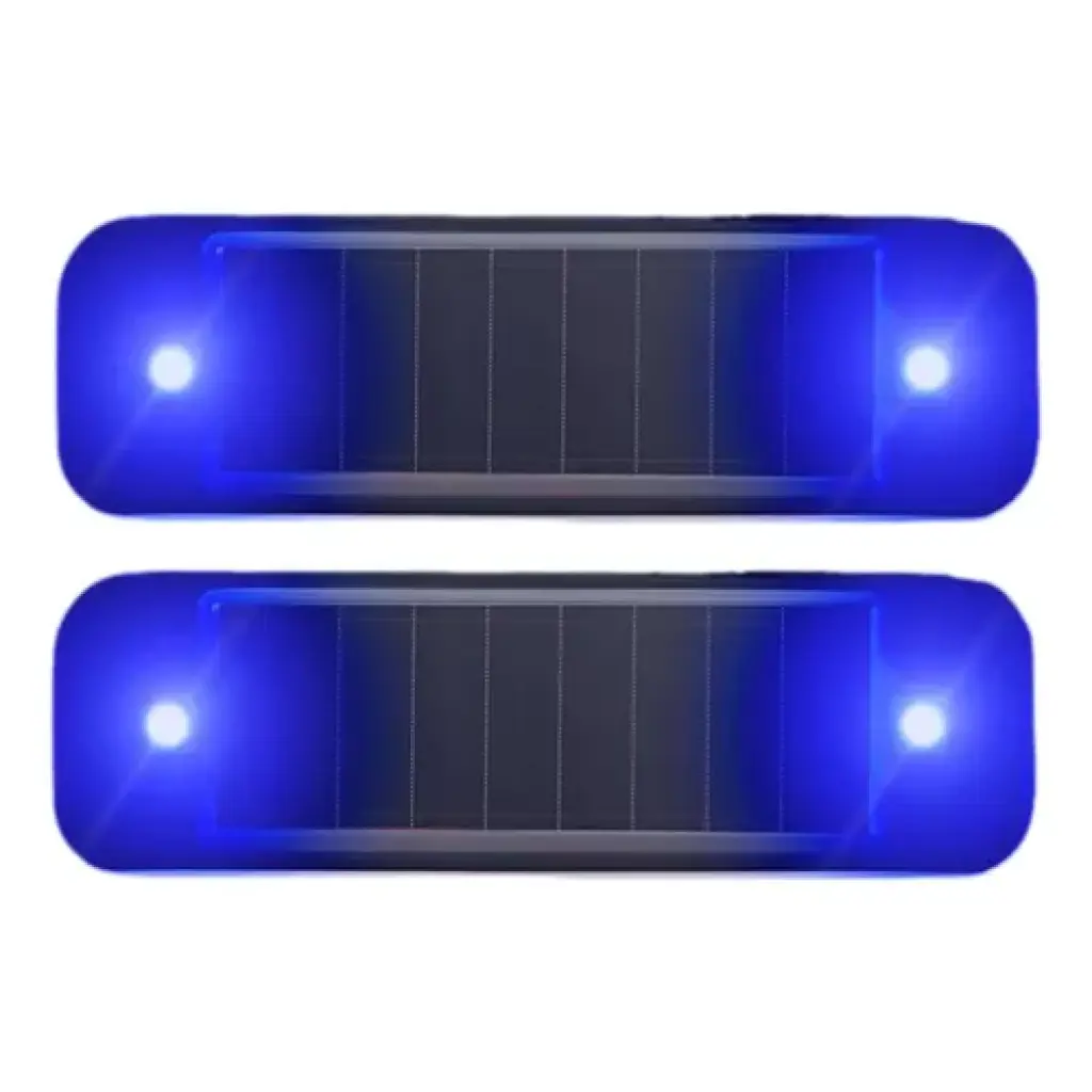 2 Luz De Advertência Solar Anti-colisão P/ Veículos Azul Lig