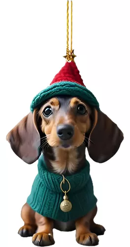 Pingente Enfeite De Natal 3d De Cachorro Em Acrílico Arvore