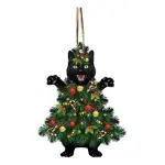 Pingente Enfeite De Natal 3d Gato Preto Arvore Em Acrílico
