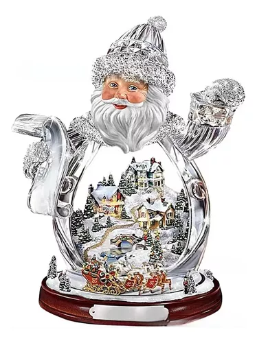 Pingente Enfeite De Natal 3d Papai Noel Em Acrílico Neve Bra