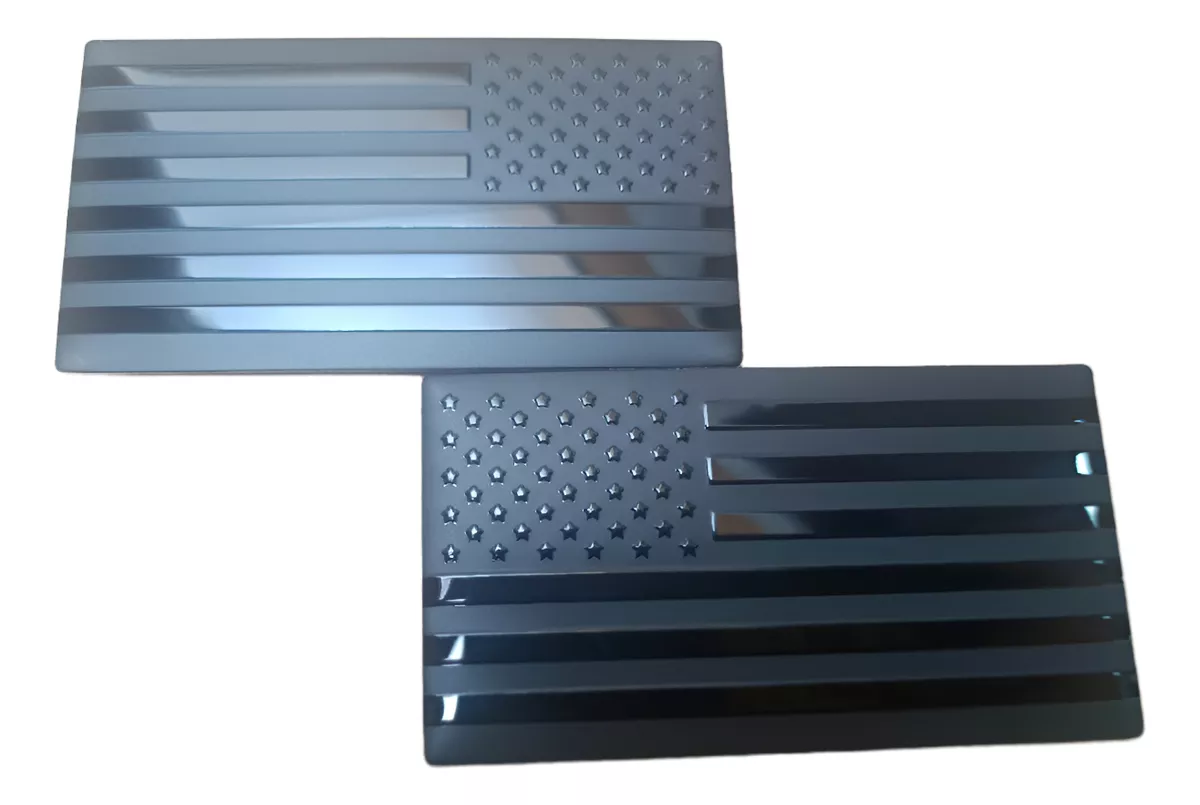 Kit 2 Emblemas Estados Unidos Usa Adesivo Metal Reverso Blak - Imagem 1
