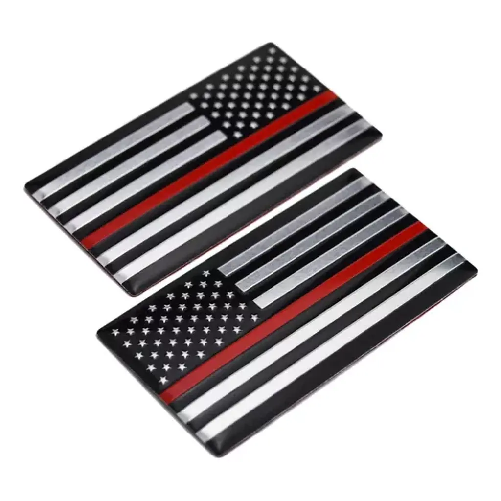 Kit 2 Emblemas Estados Unidos Usa Adesivo Metal Reverso Red