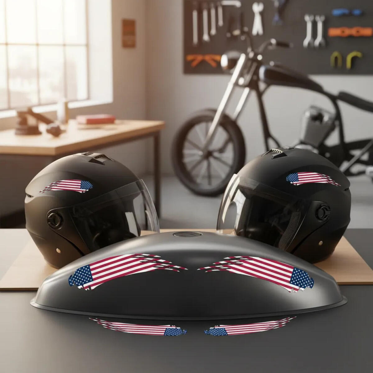 Kit 2 Adesivos Refletivos Bandeiras Países P Capacete Usa Eu - Imagem 2