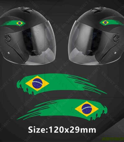 Kit 2 Adesivos Refletivos Bandeiras Países P Capacete Brasil