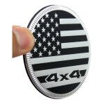 Emblema Adesivo Bandeira Usa 4x4 Metal Reforçado 6x6cm Off R Prata Escovado E Preto