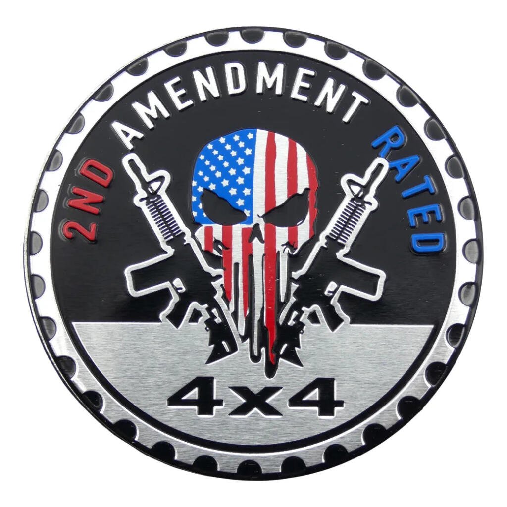 Emblema Adesivo 2nd Amendment Rated Metal 6cm Off Road 4x4 S Prata Escovado Preto Azul E Vermelho