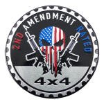 Emblema Adesivo 2nd Amendment Rated Metal 6cm Off Road 4x4 S Prata Escovado Preto Azul E Vermelho