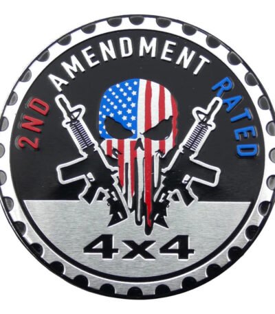 Emblema Adesivo 2nd Amendment Rated Metal 6cm Off Road 4x4 S Prata Escovado Preto Azul E Vermelho